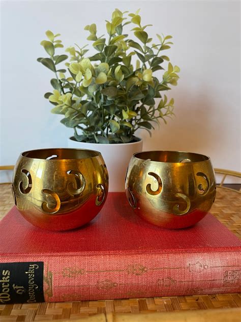 Vintage Brass Votive Candle Holders Set Of Two Etsy