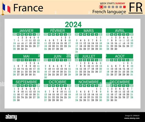 French Horizontal Pocket Calendar For Two Thousand Twenty Four