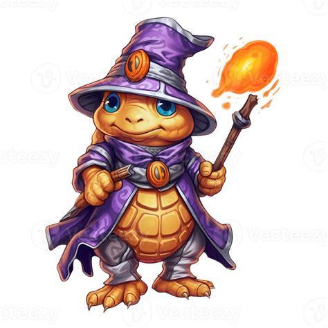 Mignonne Tortue Sorcier Halloween Clipart Illustration Ai Génératif