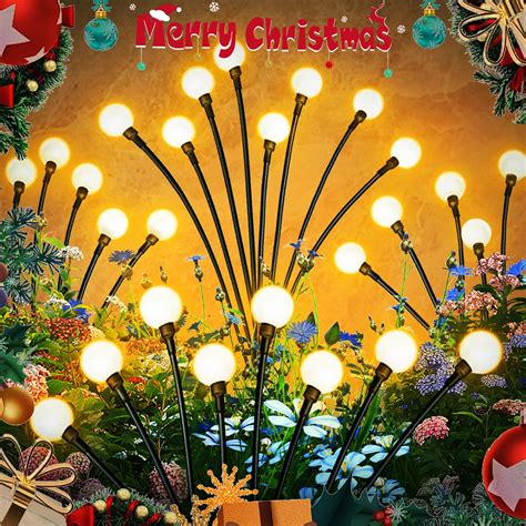 Heekle Christmas Solar Garden Lights Outdoor Pack Led Firefly