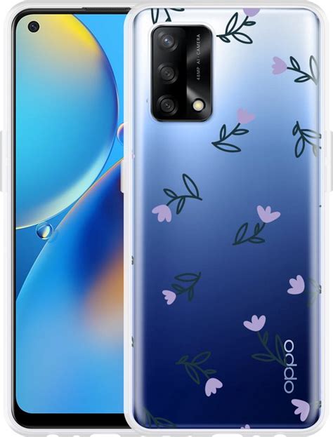 Oppo A74 4G Hoesje Paarse Bloemen Designed By Cazy Bol