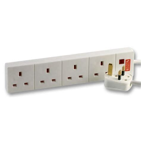 Pro Elec 4 Gang Surge Protected Extension Lead White 2m