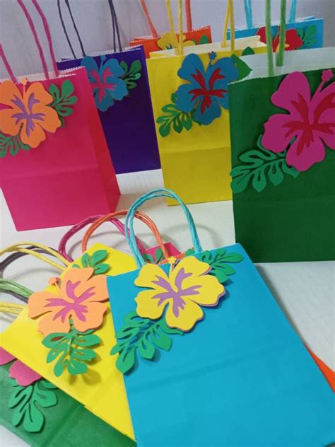 Hawaiian Bags Aloha Themed Party Luau Favor Bags Hibiscus Etsy