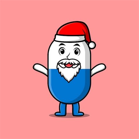 Mascote Bonito Dos Desenhos Animados C Psula Rem Dio Papai Noel Vetor