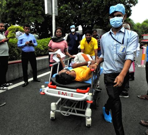 Patients Being Evacuated After A Fire Broke Out At Aiims