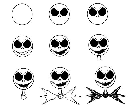 how to draw jack skeleton step by step