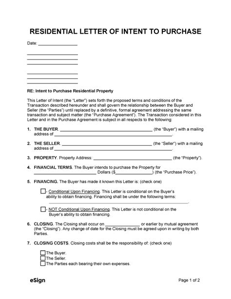 Free Real Estate Letter Of Intent LOI 4 PDF Word