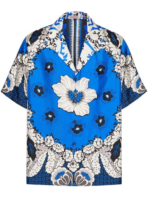 Valentino Garavani Bandana Floral Print Silk Shirt Farfetch