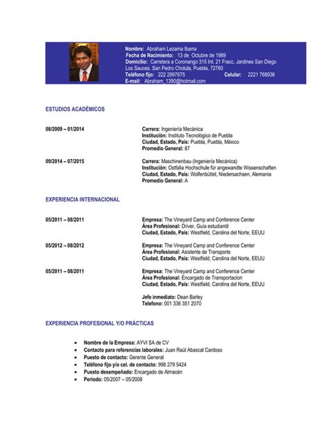 Curriculum Vitae en español PDF