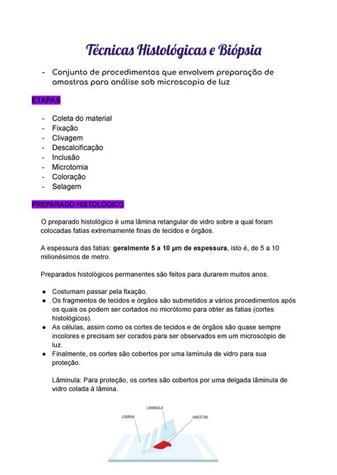 Técnicas Histológicas E Biópsia Técnica Histológica Biópsi Conjunto