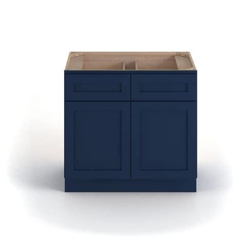 Valleywood Cabinetry 36 In W X 34 5 In H X 24 In D Marine Blue Birch 2 Drawers Base Ready To