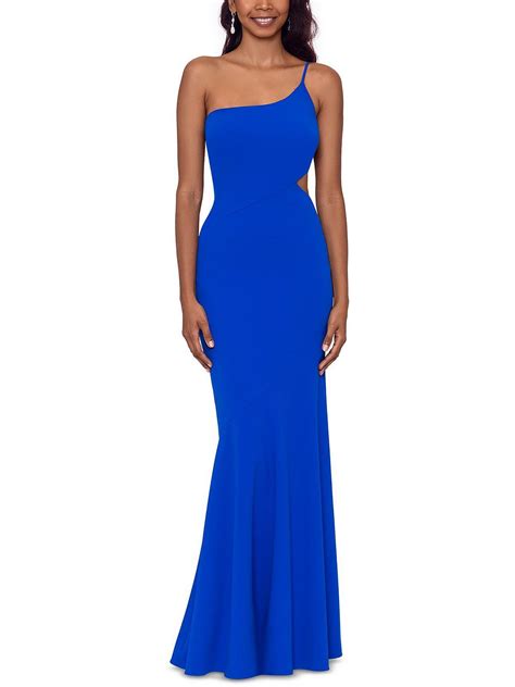 Betsy And Adam One Shoulder Long Evening Dress In Blue Lyst