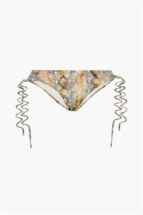 MELISSA ODABASH Elba Lace Up Snake Print Low Rise Bikini Briefs THE OUTNET