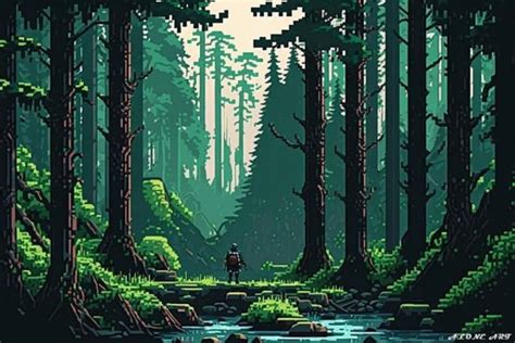 Stunning Forest Big Trees Pixel Art Graphic By Alone Art · Creative Fabrica