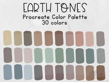 Color Palette Earth Tones For Procreate By Lower Mountain Teachings