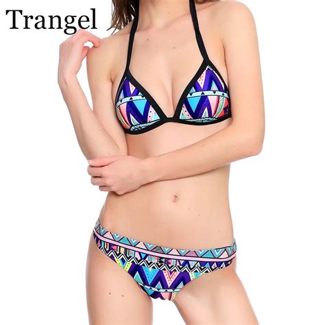 Aliexpress Buy Trangel Sexy Push Up Swimwear Halter Bikini