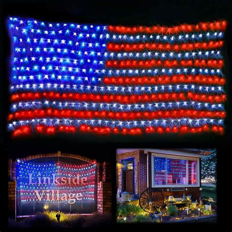 Rynx Led American Flag String Lights 65ft×33ft Waterproof Outdoor