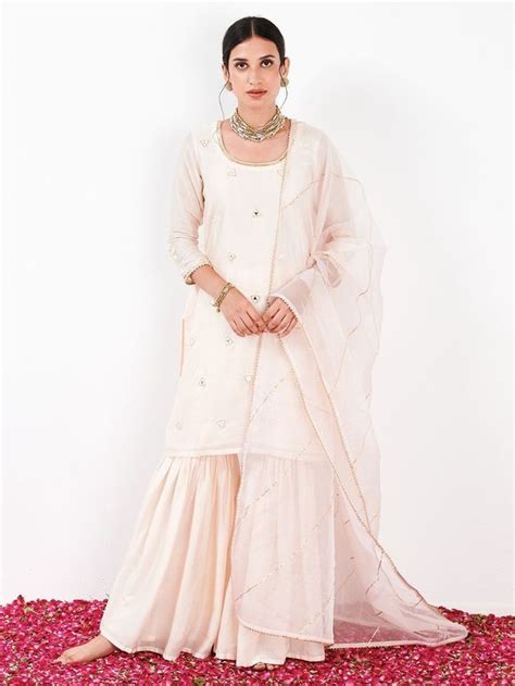 Buy Pink Embroidered Cotton Silk Pintuck Suit With Organza Dupatta