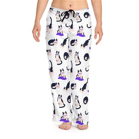 Womens Cat Pajama Pants Womens Cat Pajamas Cat Etsy