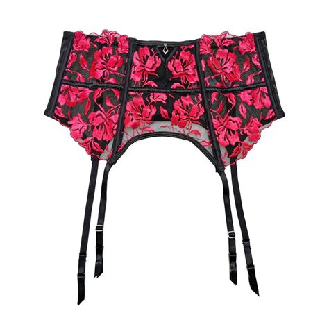 Lingerie Woman Red Garter Belt Red Garter Belt Stockings Red Black Floral Hollow Aliexpress