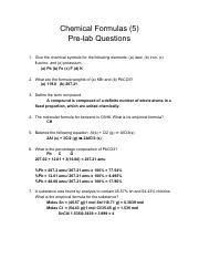 Pre Lab Questions 5 Pdf Chemical Formulas 5 Pre Lab Questions 1 Give