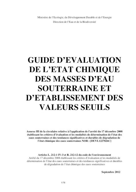 Pdf Guide Devaluation De Letat Chimique Des Masses Deau