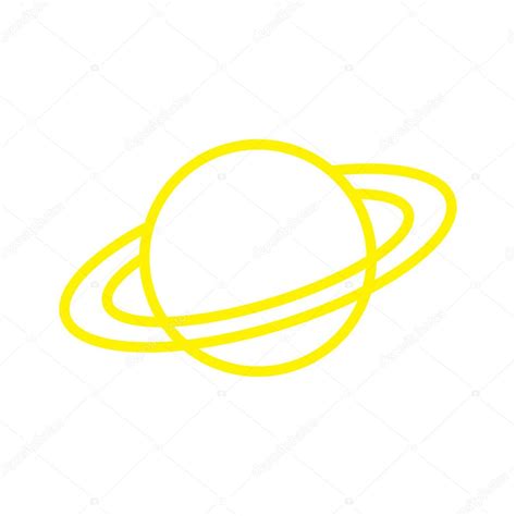 eps10 vector amarillo Planet Saturno icono de la línea de arte o