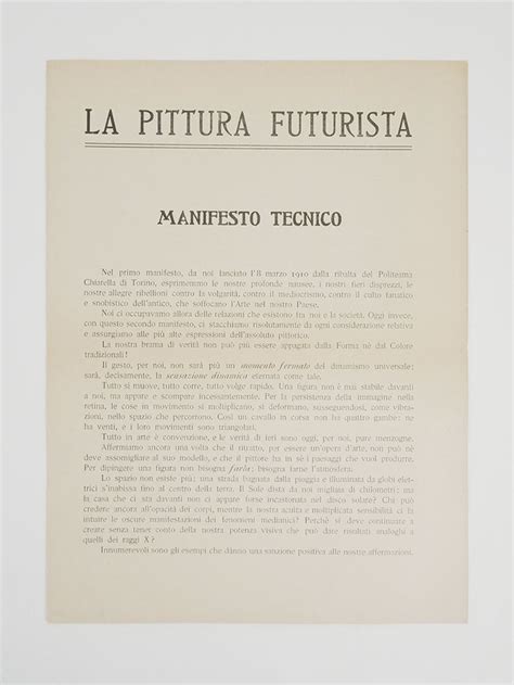 La Pittura futurista Manifesto tecnico by Boccioni Umberto Carrà