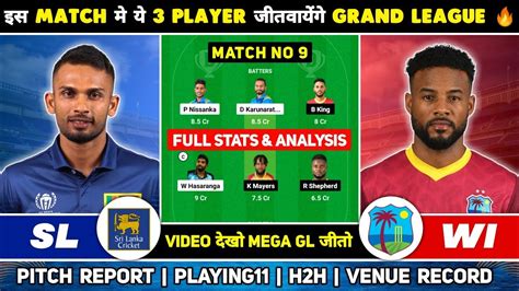 Sl Vs Wi Dream11 Prediction Sl Vs Wi Dream11 Gl Teams Sl Vs Wi