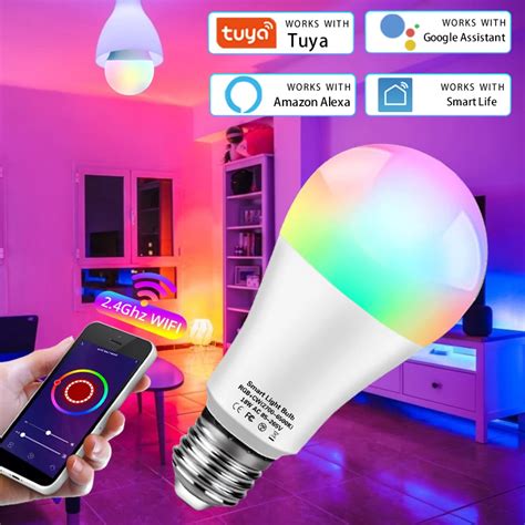 Tuya WiFi Smart LED Bulb Light E27 12W 15W 18W RGB CW Dimmable Led Lamp