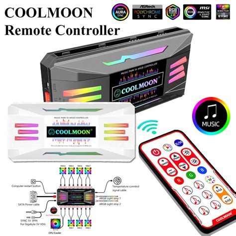 Coolmoon Rgb Controlador Para O Caso Do Pc Pin Pwm V Pin Argb