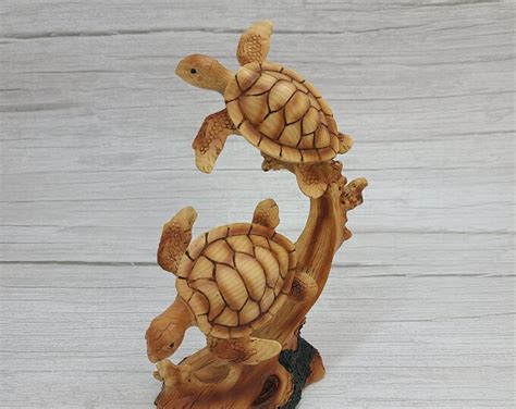 Turtle Figurine Sea Turtle Figurine Turtle Decor Drift Wood Look Sea