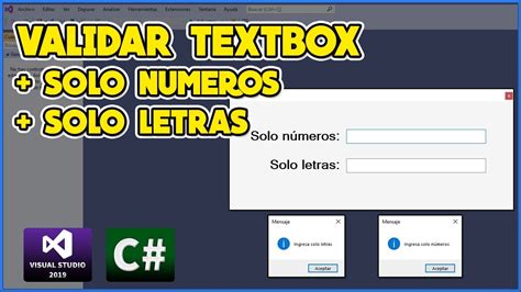 Validar TEXTBOX solo LETRAS y NÚMEROS en C Visual Studio 2019 YouTube