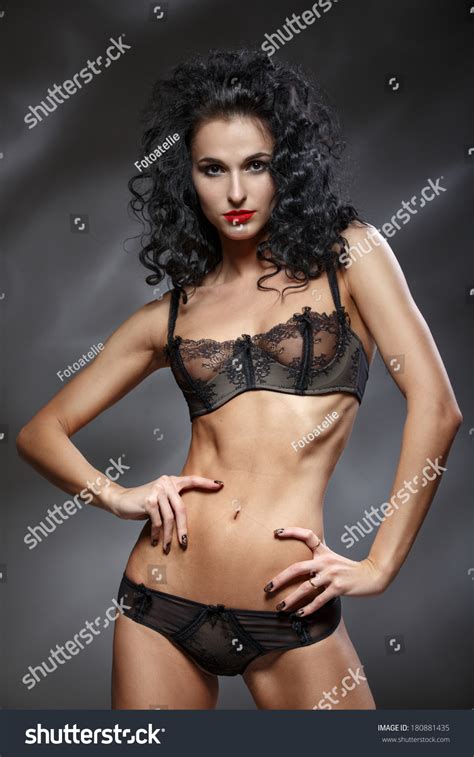 Sexy Girl Lingerie Long Black Hair Stock Photo 180881435 Shutterstock