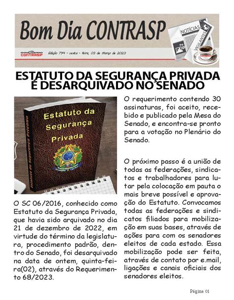 Bom Dia Contrasp Estatuto Da Seguran A Privada Desarquivado No