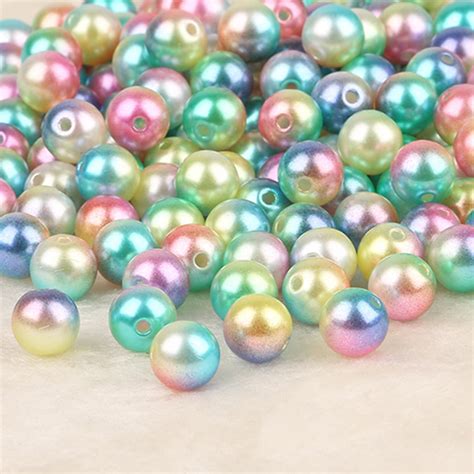 Feildoo Mm Pcs Multicolor With Hole Acrylic Abs Imitation Pearl