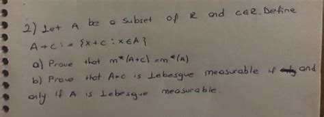 Solved Let A Be A Subset Of R And Cer Define Atci X C Chegg