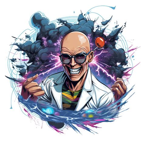 Premium Ai Image The Futuristic Creations Of A Mad Bald Scientist