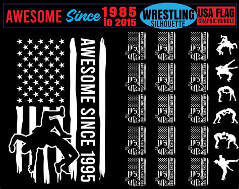 Wrestling Svg Files Vintage Flag Art Awesome Since Wrestlers Etsy