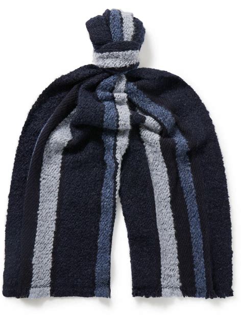 Loro Piana Hillier Frayed Striped Cashmere Alpaca And Silk Blend