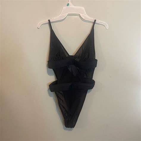 Naked Wardrobe Tops Naked Wardrobe Peekaboo Bodysuit Mesh Sheer Poshmark