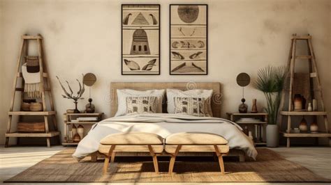 African Inspired Bedroom with Rustic Furniture: Ivory Mudcloth Decor ...