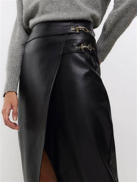 River Island Utility Asymmetric Wrap Skirt Black Very