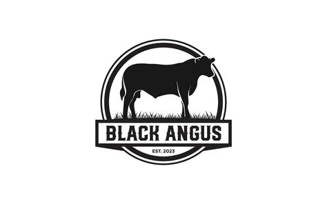 Vintage Cattle Angus Beef Emblem Label logo design vector, . Best for ...