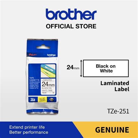 Brother Original TZe 251 Black On White 24mm Standard Laminated Tape