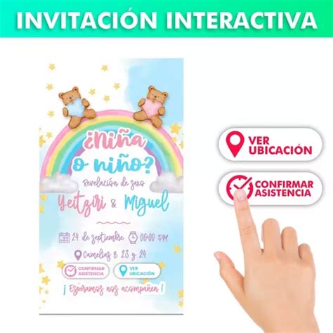 Invitación Digital Revelación De Genero Ositos Caricatura Mebuscar México