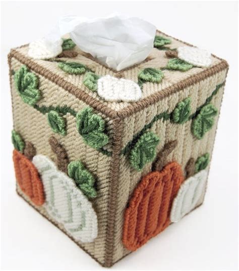 PATTERN Fall Harvest Plastic Canvas Tissue Box Cover Etsy Plastic