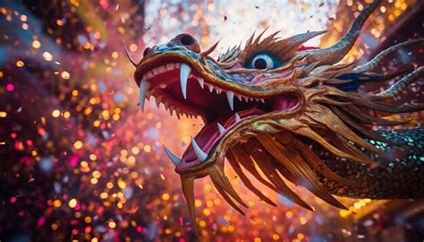 Premium Photo | A dynamic photo of a Chinese dragon parade