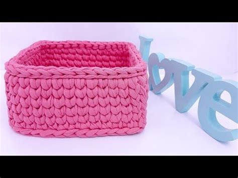 español CESTA CUADRADA CROCHET DE TRAPILLO YouTube Cestas de