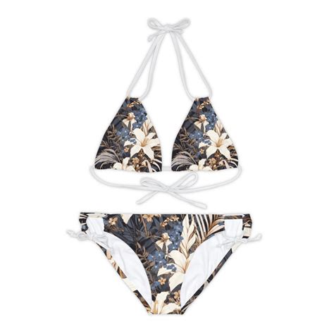 Swimwear Bikini 2 Piece Set Shadow Grass Blades Camouflage Thong Cheeky Full Coverage Triangle